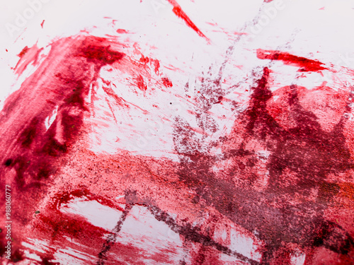 bloody walls. scary criminal concept, dried blood splashes on white cement walls. Crime, murder, Blood splatter, horror wall, scary bloody wall