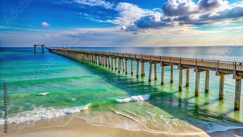 Scenic view of the Navarre Beach Pier in the Florida Panhandle, Navarre Beach Pier, Florida, Panhandle, Gulf Coast