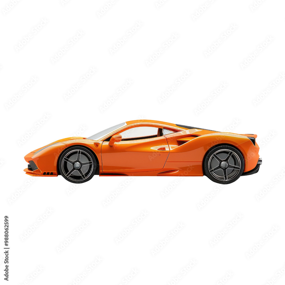 Fototapeta premium Cartoon Style Side View of Toy Sports Car on White Background