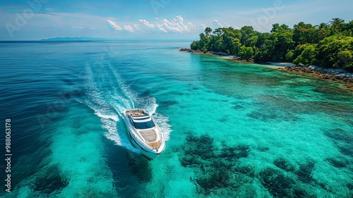 Luxury Yacht Sailing in Tropical Paradise Waters
