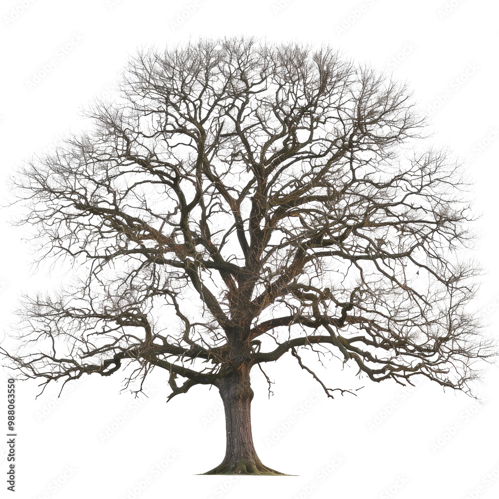 Leafless Oak Tree Isolated on White Background for Easy Editing Leafless Oak Tree Isolated on White Background for Easy Editing