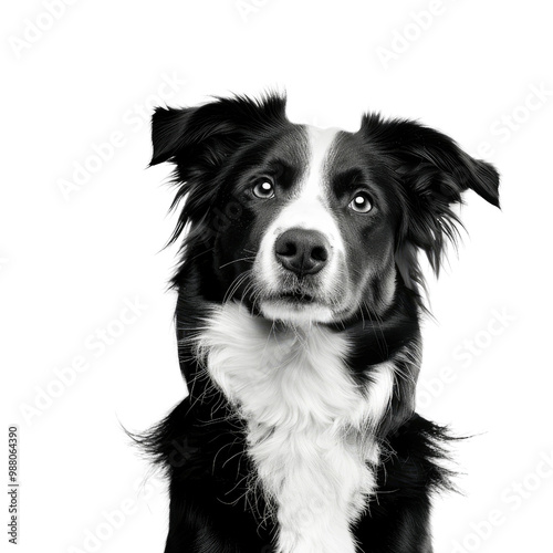 Black and White Dog Standing on White Background for Stock Images