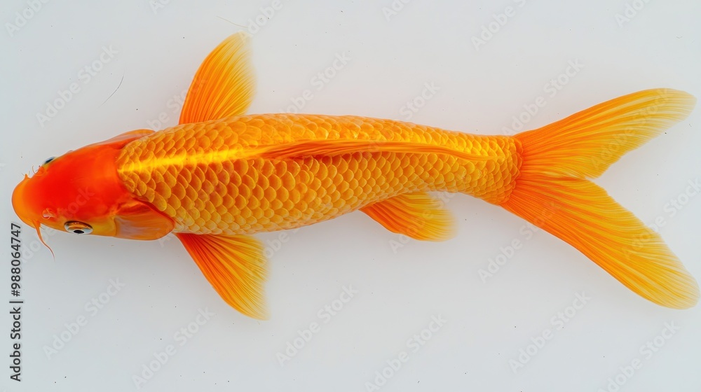 Fototapeta premium A vibrant orange koi fish displayed against a white background.