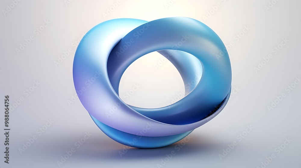 A smooth, abstract sculpture featuring intertwined loops in shades of blue. A smooth, abstract sculpture featuring intertwined loops in shades of blue.
