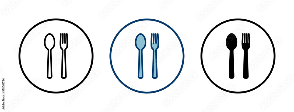 Fork, Spoon, and Knife isolated on white background. Restaurant icon. food icon. Eat. Cutlery icon.