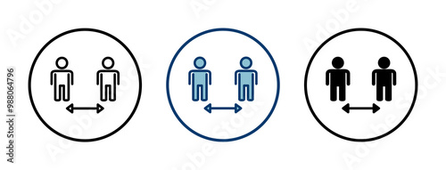 Social distancing icon vector isolated on white background. Keep distance sign. Coronavirus. Social Distancing and Self Quarantine.