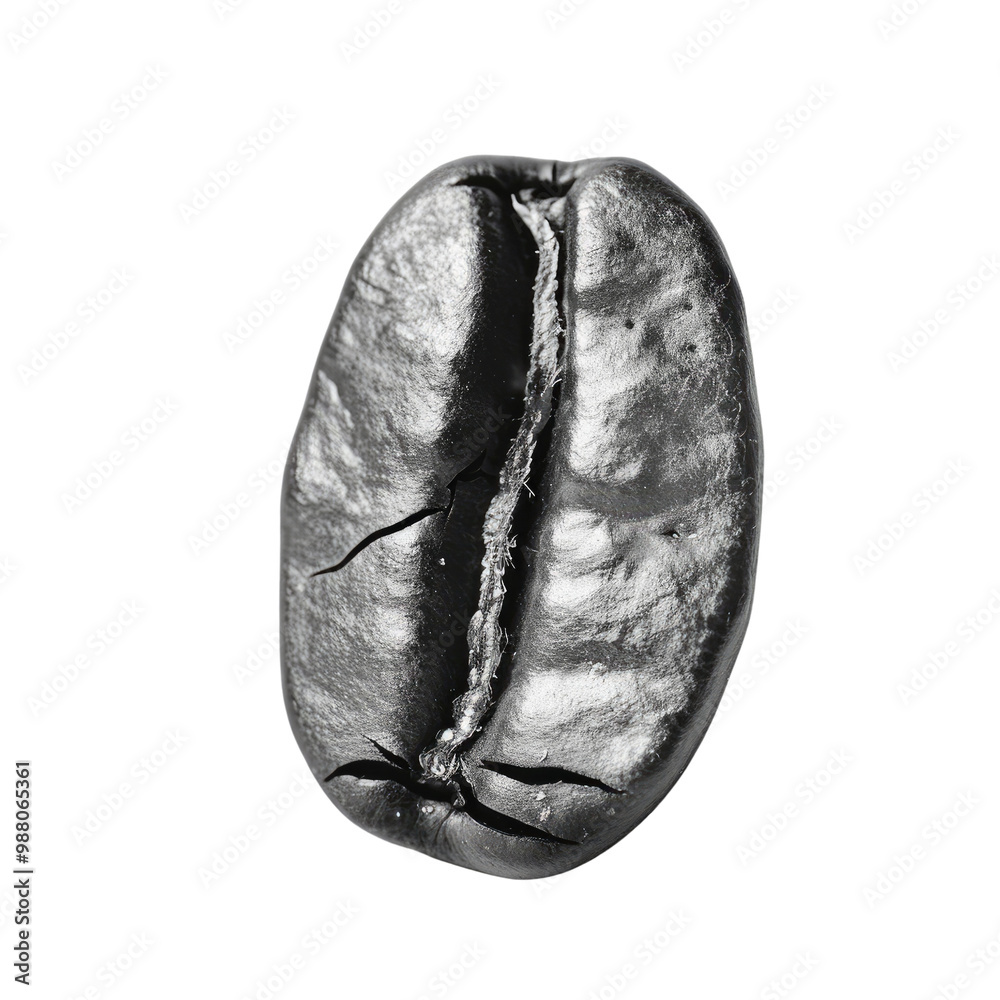 Naklejka premium close up coffee bean image monochrome high key on white background