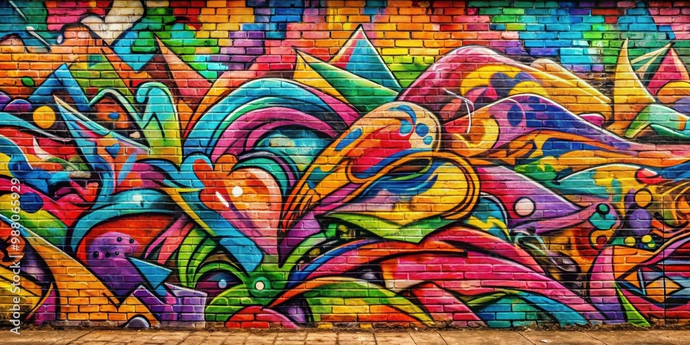 Colorful graffiti art covering a brick wall in the city , street art, urban, spray paint, vibrant Colorful graffiti art covering a brick wall in the city , street art, urban, spray paint, vibrant