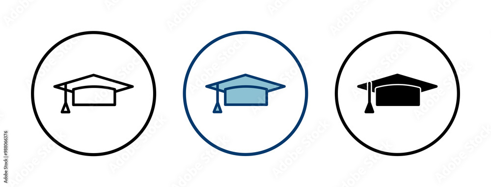 Education icon vector isolated on white background. Graduation cap icon. Graduate. Students cap Education icon vector isolated on white background. Graduation cap icon. Graduate. Students cap