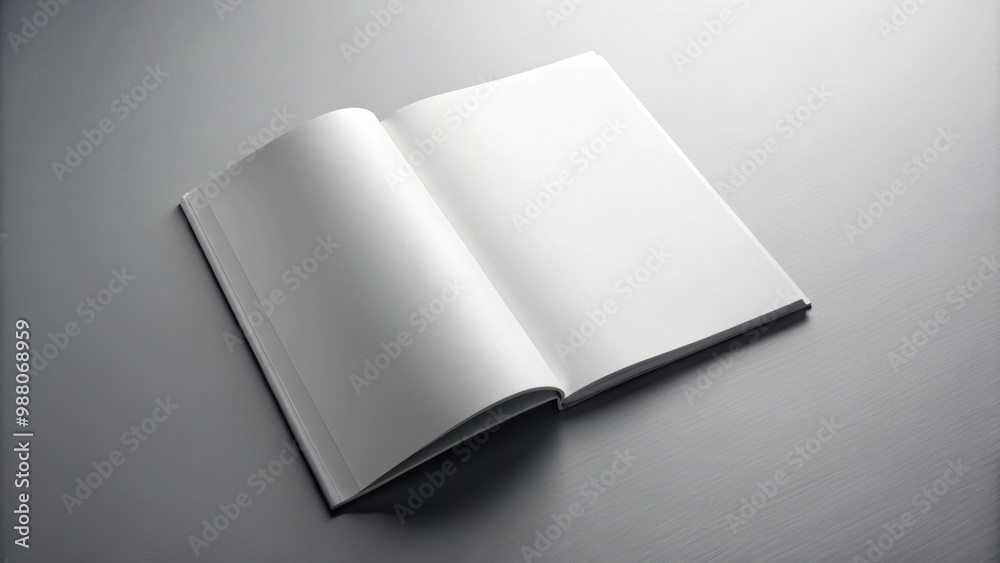 Blank magazine on grey background with soft shadow , magazine, mockup, isolated, open, publication, paper, template, blank Blank magazine on grey background with soft shadow , magazine, mockup, isolated, open, publication, paper, template, blank