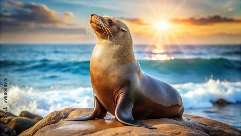 Fototapeta premium California sea lion seal enjoying sun rays in Baja California, sea lion, seal, California, Baja California, wildlife