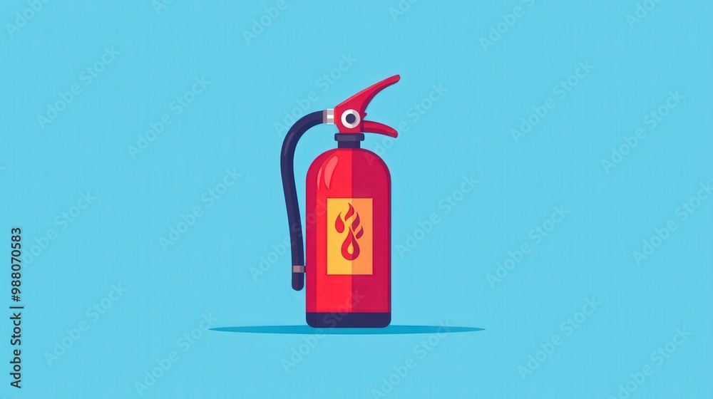 Obraz premium Minimalist Flat Vector Fire Extinguisher Icon with Emphasized Shape and Function on Clear Background