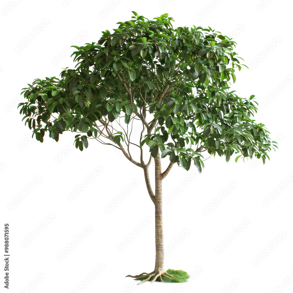 Healthy Deciduous Tree PNG Extraction Frontal View with Roots Healthy Deciduous Tree PNG Extraction Frontal View with Roots