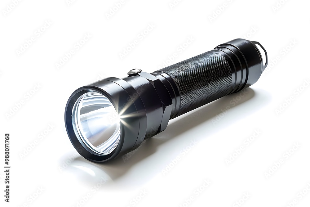 LED flashlight isolated on white background with clipping path. Close up. LED flashlight isolated on white background with clipping path. Close up.