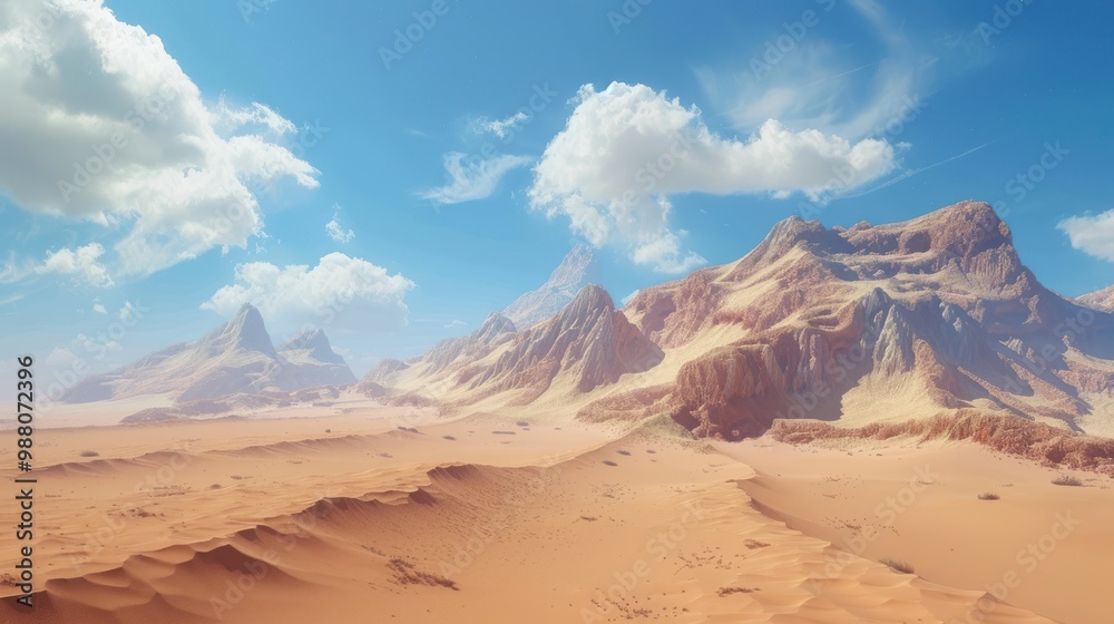 Naklejka premium Majestic Desert Landscape with Mountain Peaks