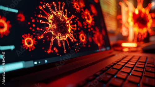 A malicious malware alert popping up on a computer, illustrating the dangers of unprotected systems photo