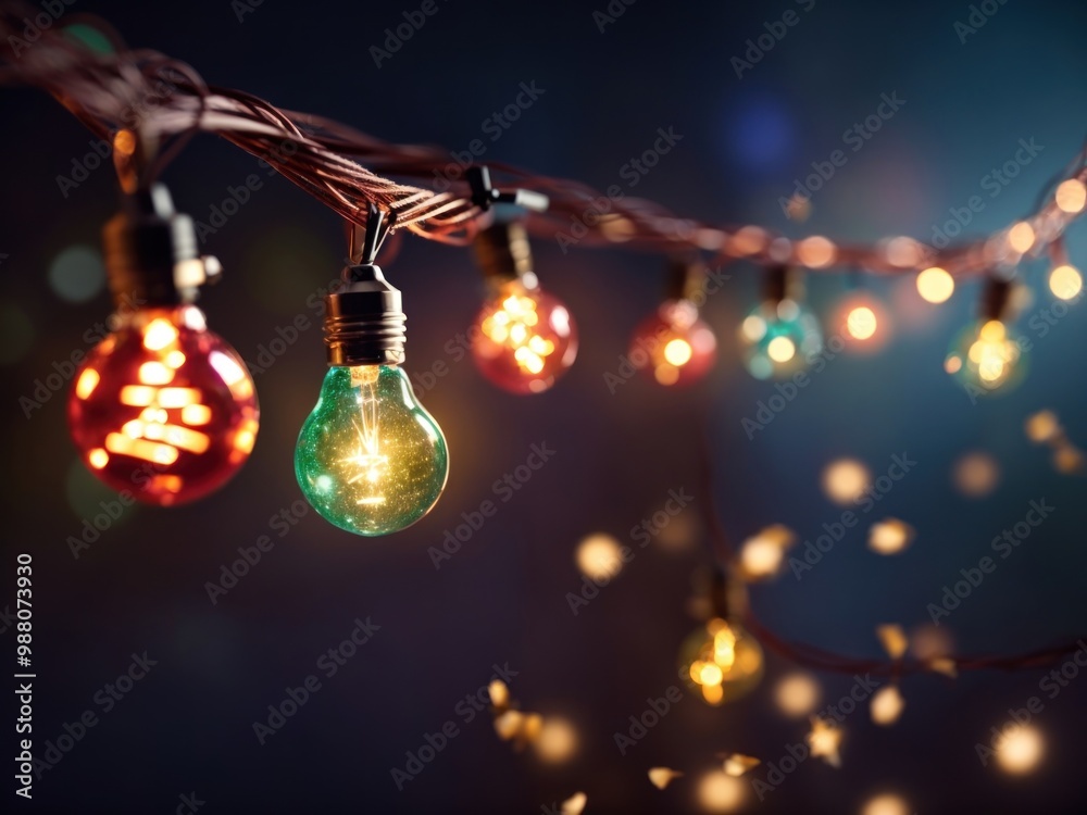 christmas lights. String with glowing light bulbs. christmas lights. String with glowing light bulbs.