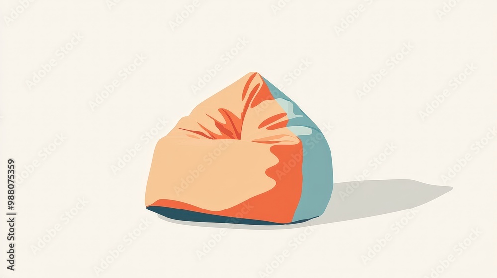 Minimalist Flat Vector Illustration of Bean Bag Chair with Geometric Shapes on Pastel Background Minimalist Flat Vector Illustration of Bean Bag Chair with Geometric Shapes on Pastel Background