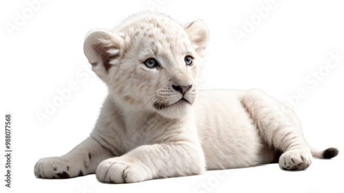 Fotografie Adorable Baby White Lion Cub's Innocence Generative AI