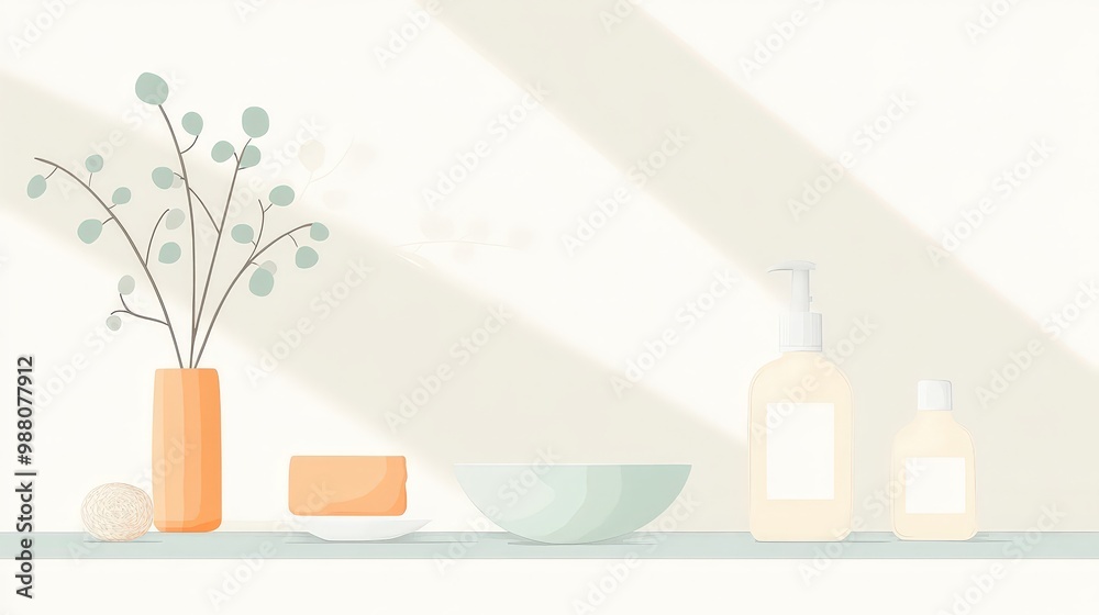 Serene Spa Essentials - Minimal 2D Flat Vector Illustration of Relaxation Products in Simple Geometric Shapes on Transparent Background. Serene Spa Essentials - Minimal 2D Flat Vector Illustration of Relaxation Products in Simple Geometric Shapes on Transparent Background.