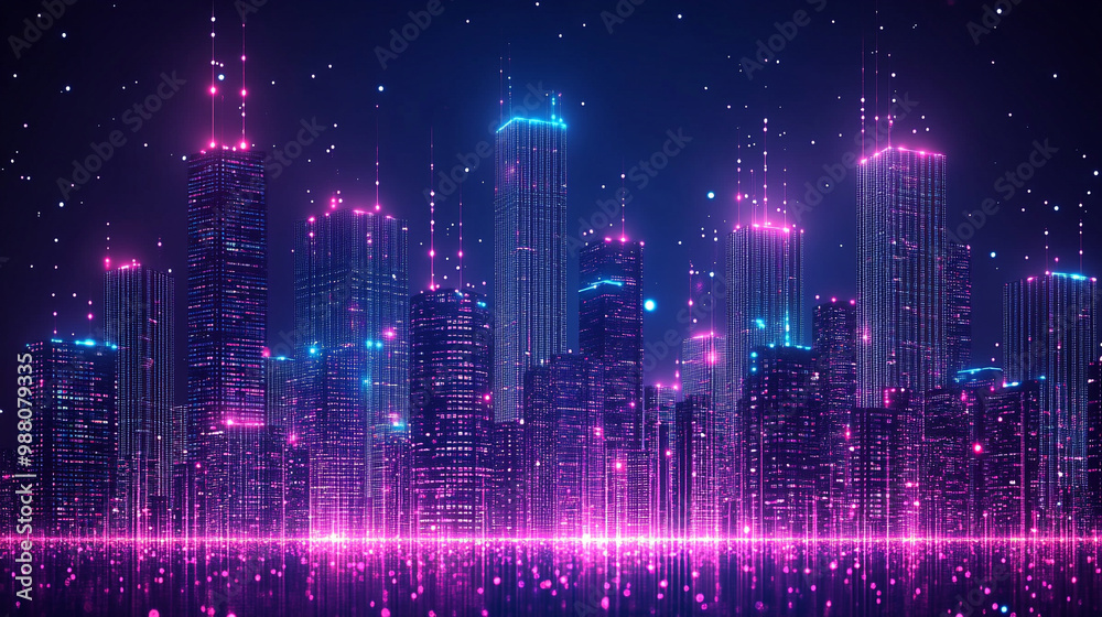 futuristic urban cityscape featuring sleek modern architecture illuminated by vibrant neon lights. The spacious design evokes a sense of innovation, progress, and limitless possibilities in the city e futuristic urban cityscape featuring sleek modern architecture illuminated by vibrant neon lights. The spacious design evokes a sense of innovation, progress, and limitless possibilities in the city e
