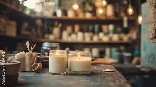 Cozy Candle-Lit Nook in Rustic Cafe