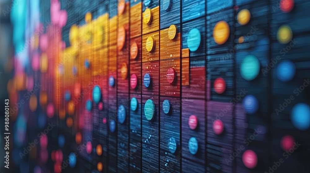 Fototapeta premium Colorful Data Visualization with Bright Circles and Bars