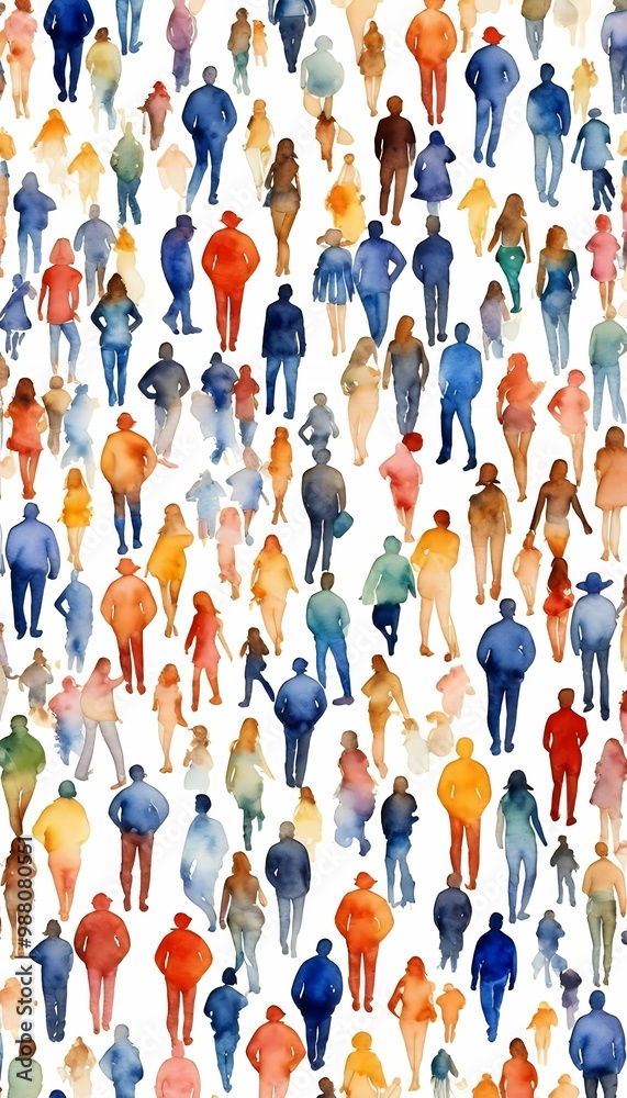 crowd design element watercolor crowd people watercolor design creative decorative together diversity street anonymous diverse trendy background society wallpaper crowd people watercolor design