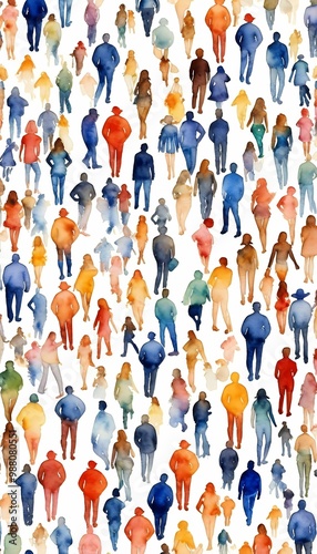 Obraz na płótnie crowd design element watercolor crowd people watercolor design creative decorative together diversity street anonymous diverse trendy background society wallpaper crowd people watercolor design w salonie