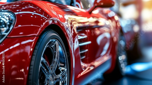 Red Sport Car Close Up.