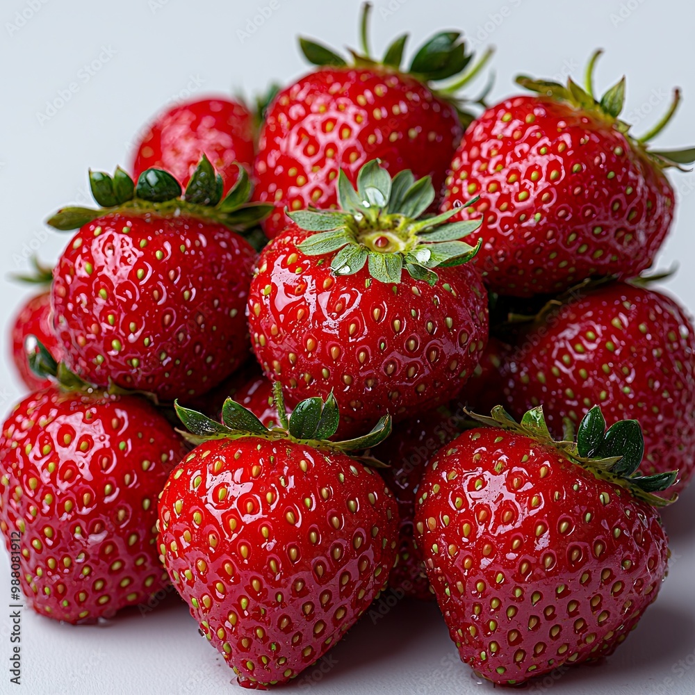 Fresh and Juicy Strawberries on White Background Fresh and Juicy Strawberries on White Background