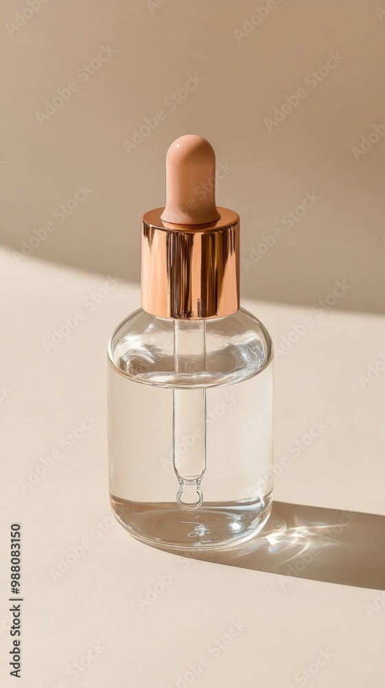 Dropper Bottle with a Beige Background.