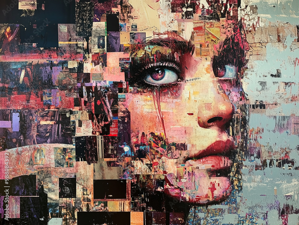 Collage Portrait of a Woman with Mixed Media Collage Portrait of a Woman with Mixed Media