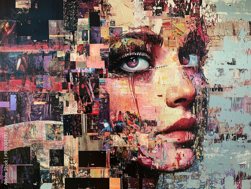 Collage Portrait of a Woman with Mixed Media photo