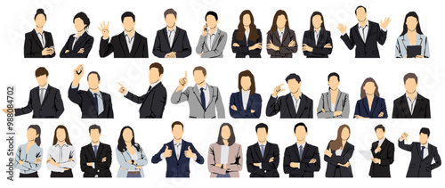 business people half isolated set collection