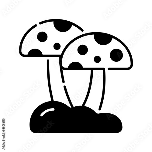 Mushroom icon. mushroom, fungi, fungus, muscaria, amanita, nature, autumn, forest. Vector icon illustration
