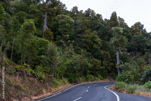 View of the scenic highway towards Turoa - the Ohakune Mountain Road photo