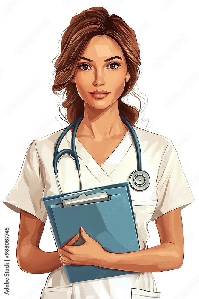 Simple vector of a doctor holding a file, isolated background, clean style. Simple vector of a doctor holding a file, isolated background, clean style.