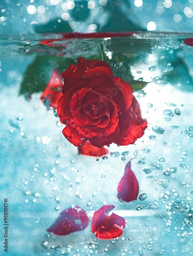 rose in water