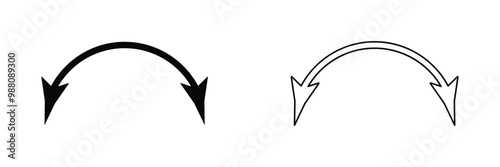 Transparent PNG available
Dual semi circle arrow. Vector illustration. Semicircular curved thin long double ended arrow. Dual sided arrow Vector eps 10.