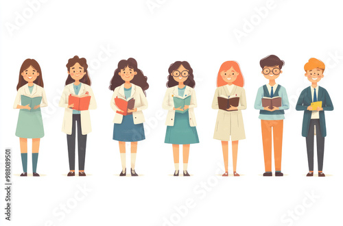 A Collection of Cartoon Teachers in Various Teaching Poses Playful and Educational Illustrations