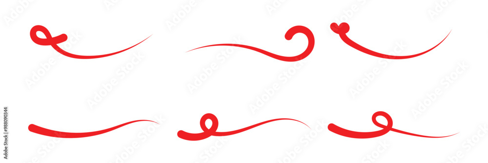 Swash and swooshes tails. Retro swishes and swashes for athletic typography, logos, baseball font in red color. Vector in eps 10. Swash and swooshes tails. Retro swishes and swashes for athletic typography, logos, baseball font in red color. Vector in eps 10.
