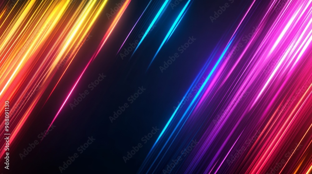 Fototapeta premium Abstract art background with vibrant neon colors and dynamic lines, symbolizing energy, movement, speed, and innovation.