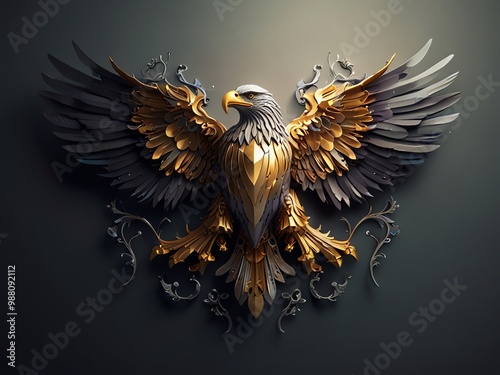 a gold eagle with a gold eagle on its back.