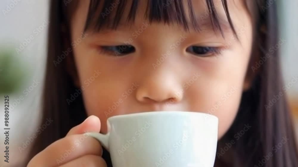 cute little girl, drinking chocolate milk. very cool video cute little girl, drinking chocolate milk. very cool video