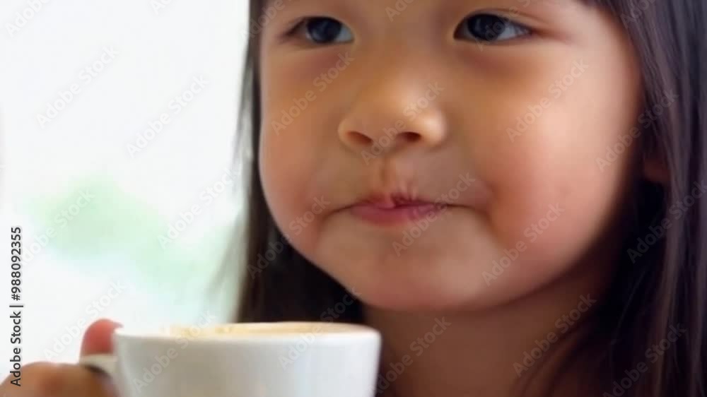cute little girl, drinking chocolate milk. very cool video cute little girl, drinking chocolate milk. very cool video