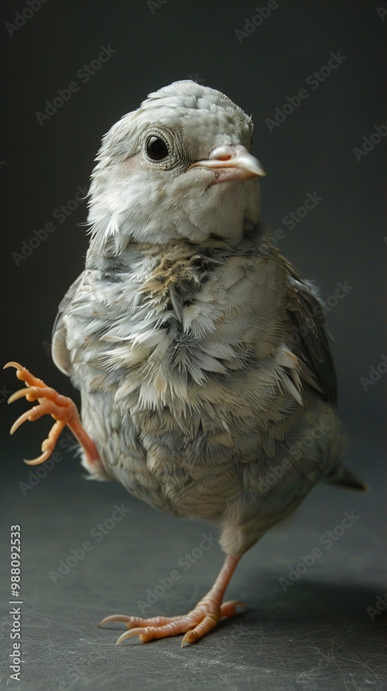 Close-Up Portrait of a Grey Bird Standing on One Leg Close-Up Portrait of a Grey Bird Standing on One Leg