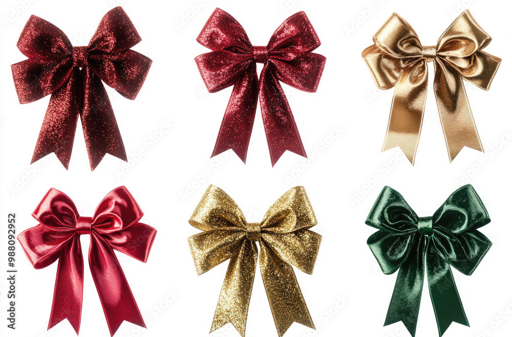 A Group of Festive Ribbon Bows in Assorted Colors Perfect for Holiday Gift Wrapping A Group of Festive Ribbon Bows in Assorted Colors Perfect for Holiday Gift Wrapping