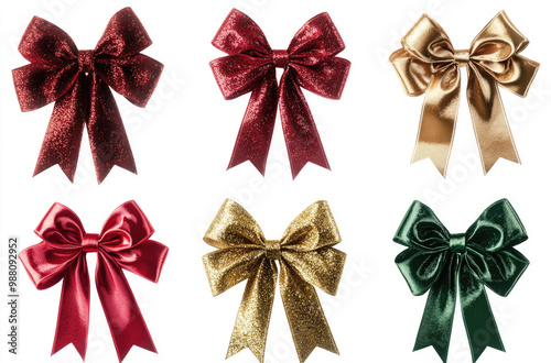 A Group of Festive Ribbon Bows in Assorted Colors Perfect for Holiday Gift Wrapping