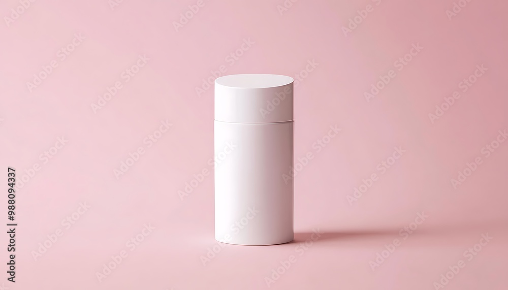 White Cylindrical Bottle on a Pink Background White Cylindrical Bottle on a Pink Background